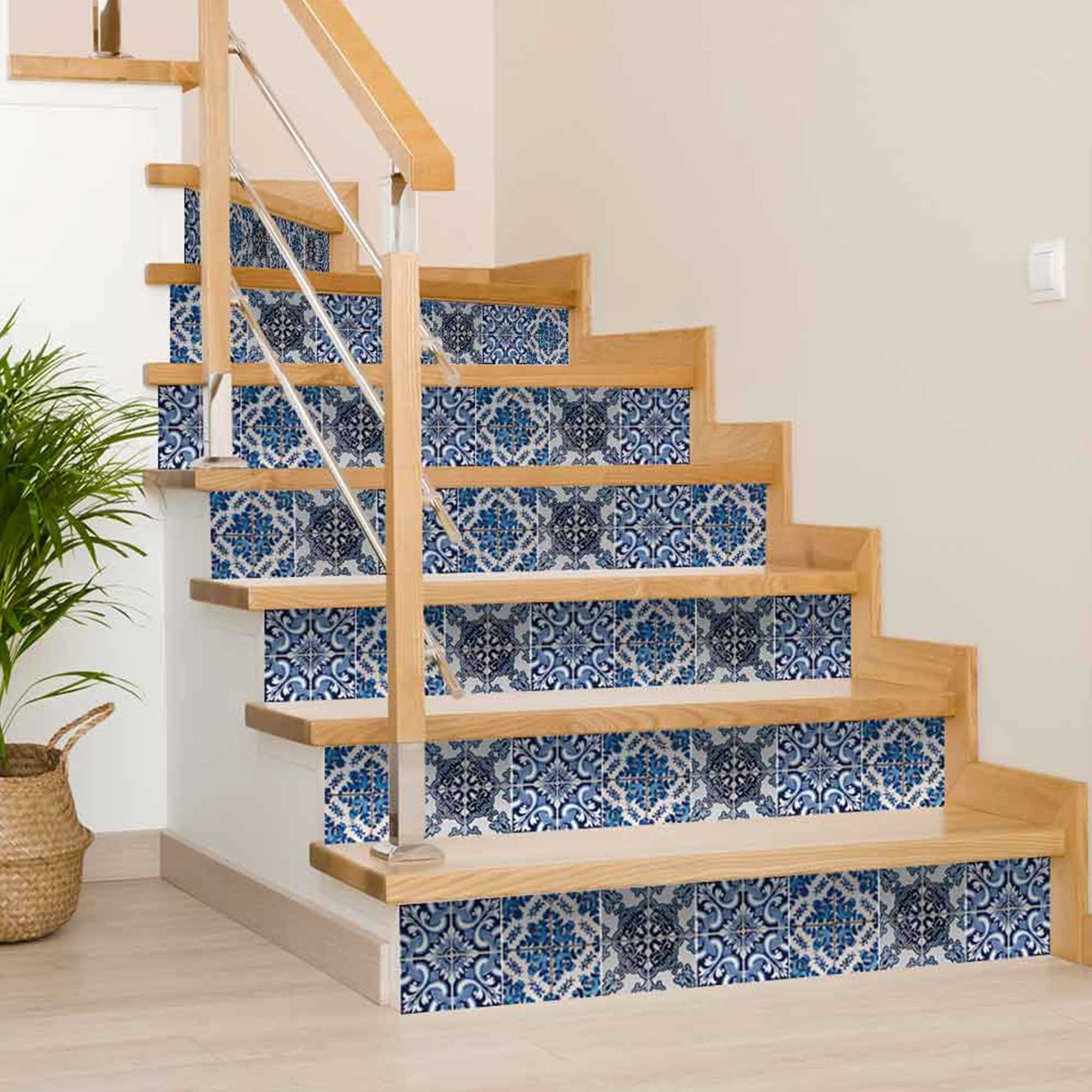 6" X 6" Blue Multi Mosaic Peel and Stick Tiles - Homeroots