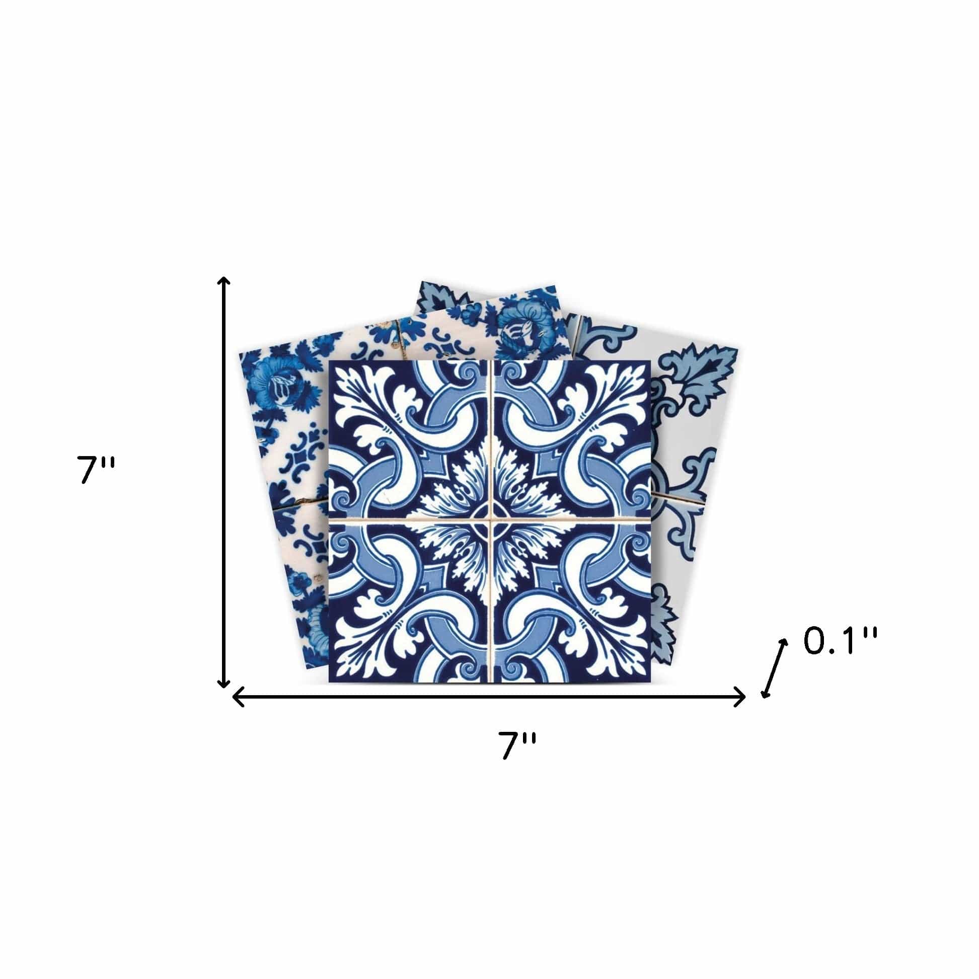 7" X 7" Blue Multi Mosaic Peel and Stick Tiles - Homeroots