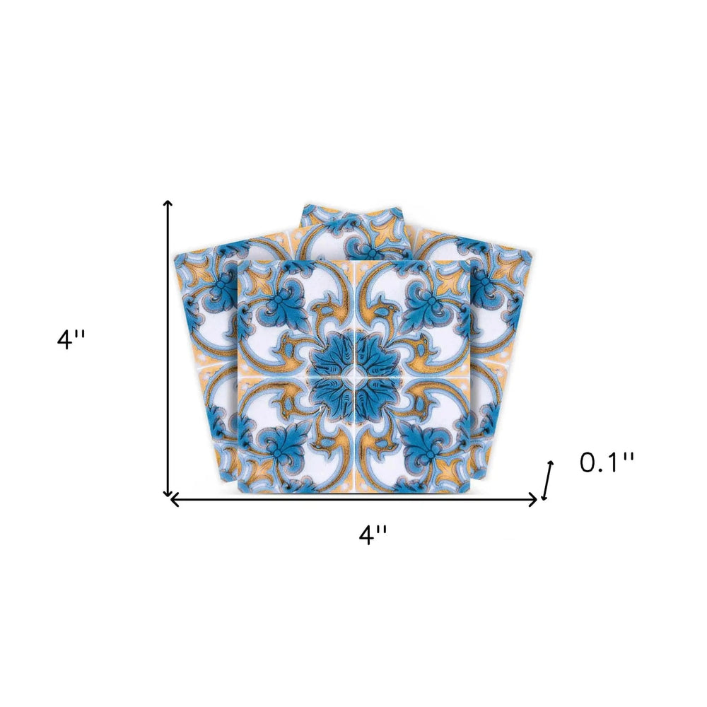 4" X 4" Teal Taupe Sia Removable Peel And Stick Tiles - Homeroots - Flyclothing LLC
