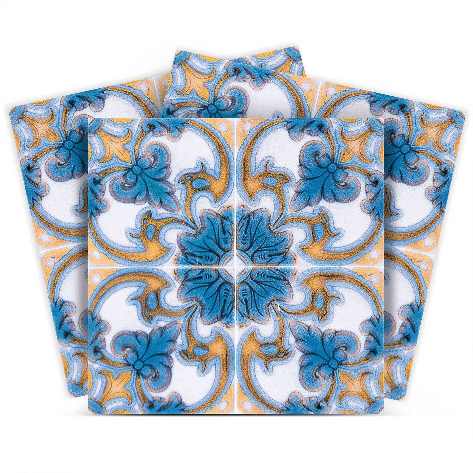 5" X 5" Teal Taupe Sia Removable Peel and Stick Tiles - Homeroots