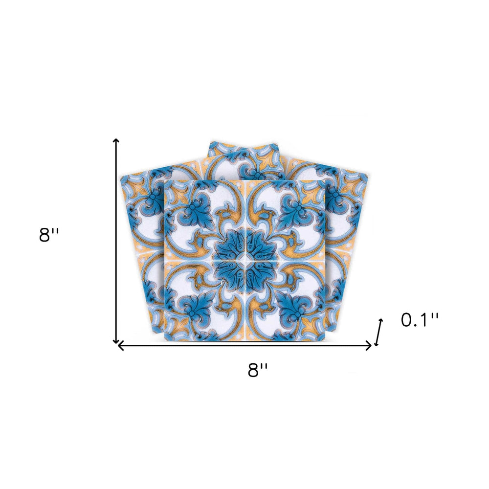 8" X 8" Teal Taupe Sia Removable Peel and Stick Tiles - Homeroots - Flyclothing LLC