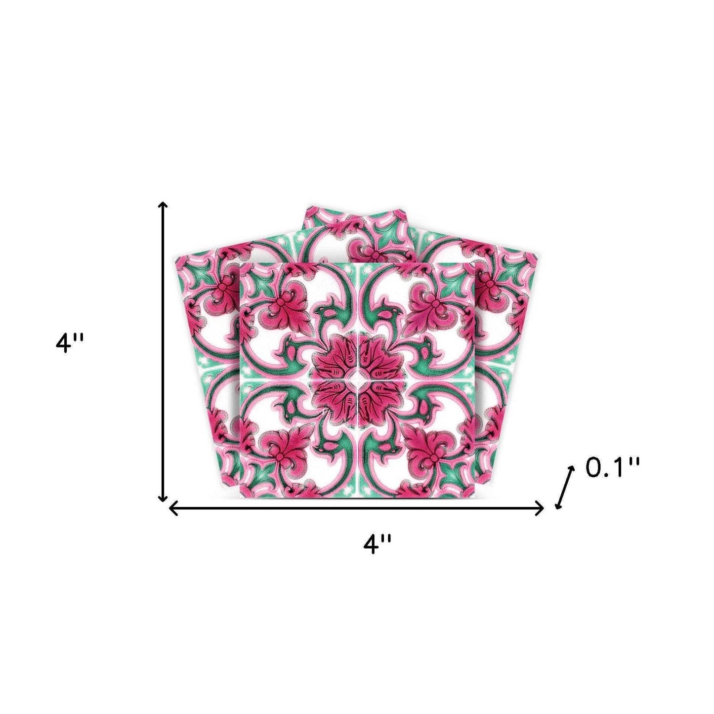 4" X 4" Rosa Pink Lea Removable Peel And Stick Tiles - Homeroots - Flyclothing LLC