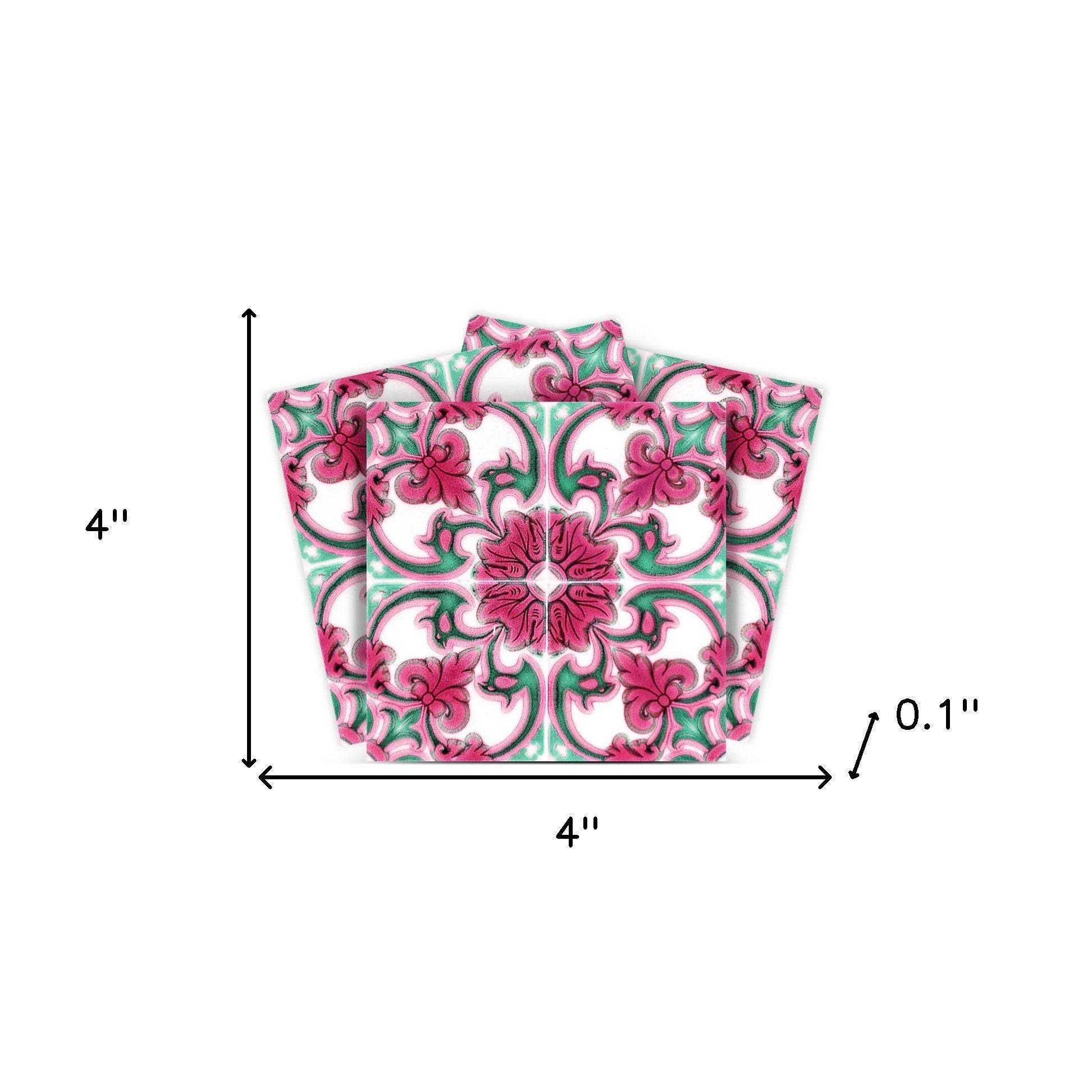 4" X 4" Rosa Pink Lea Removable Peel And Stick Tiles - Homeroots - Flyclothing LLC