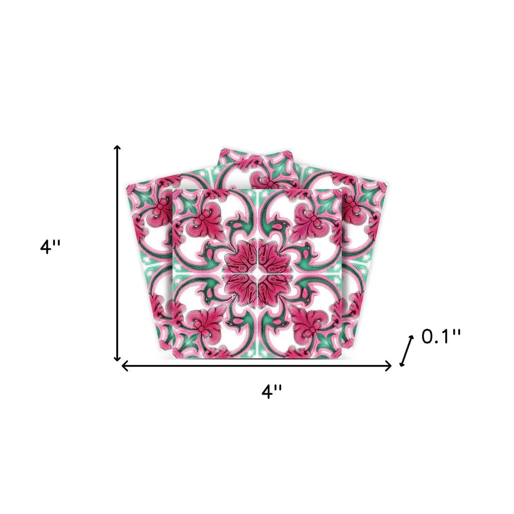 4" X 4" Rosa Pink Lea Removable Peel And Stick Tiles - Homeroots - Flyclothing LLC