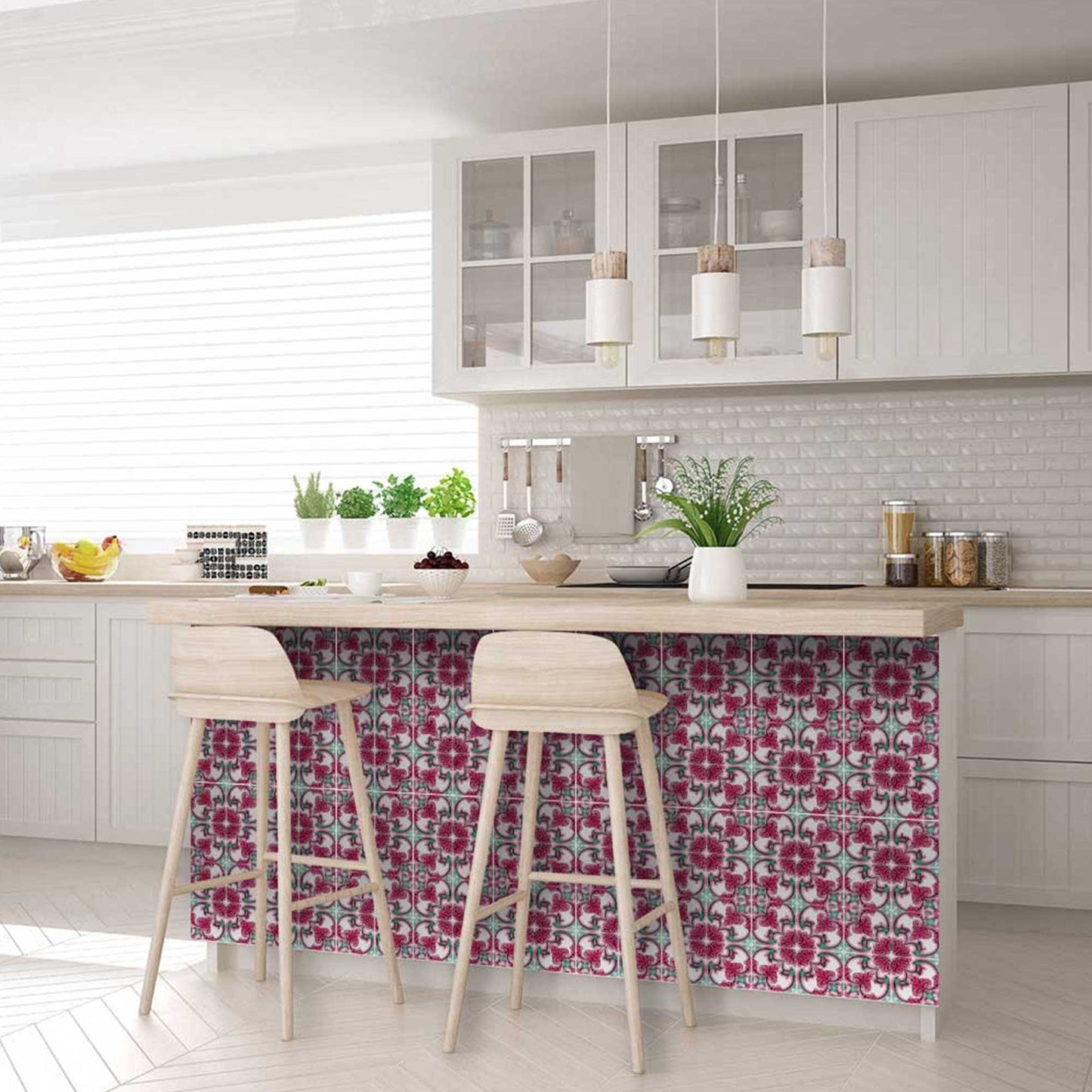 5" X 5" Rosa Pink Lea Removable Peel and Stick Tiles - Homeroots - Flyclothing LLC
