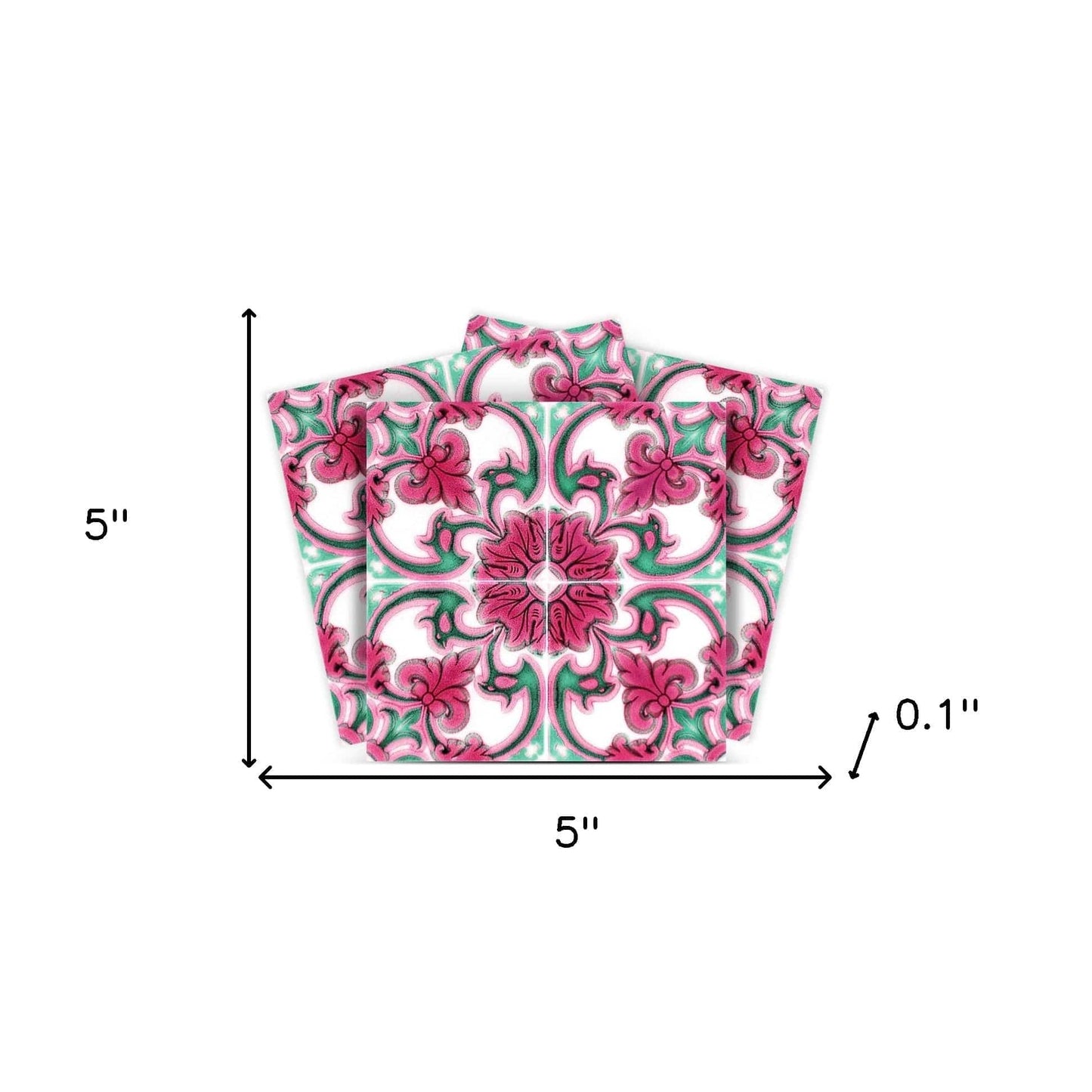 5" X 5" Rosa Pink Lea Removable Peel and Stick Tiles - Homeroots - Flyclothing LLC