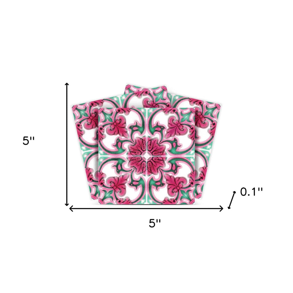 5" X 5" Rosa Pink Lea Removable Peel and Stick Tiles - Homeroots - Flyclothing LLC