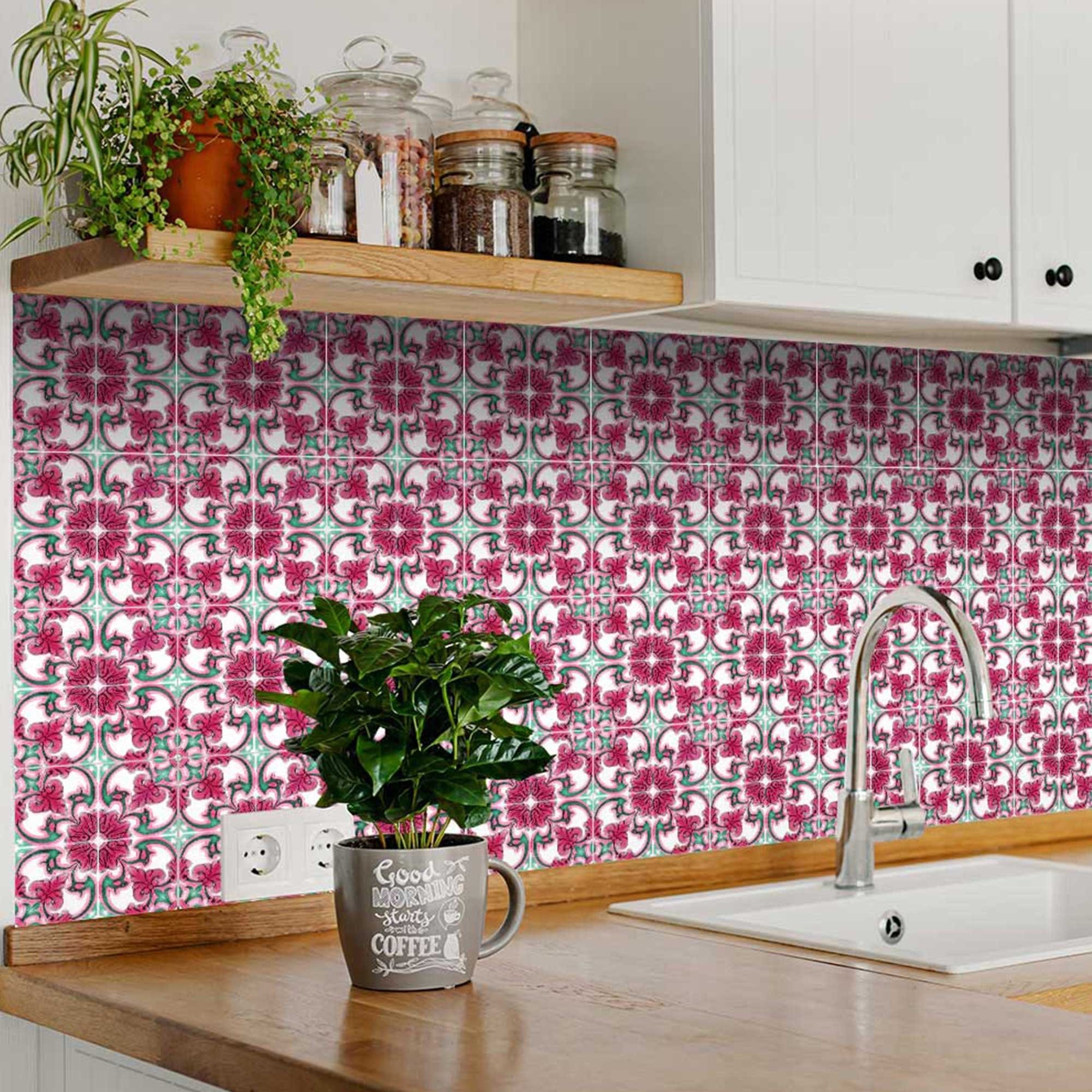 6" X 6" Rosa Pink Lea Removable Peel and Stick Tiles - Homeroots