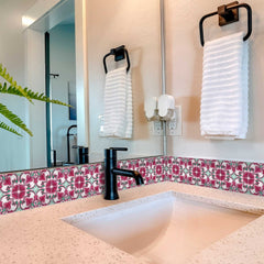 6" X 6" Rosa Pink Lea Removable Peel and Stick Tiles - Homeroots