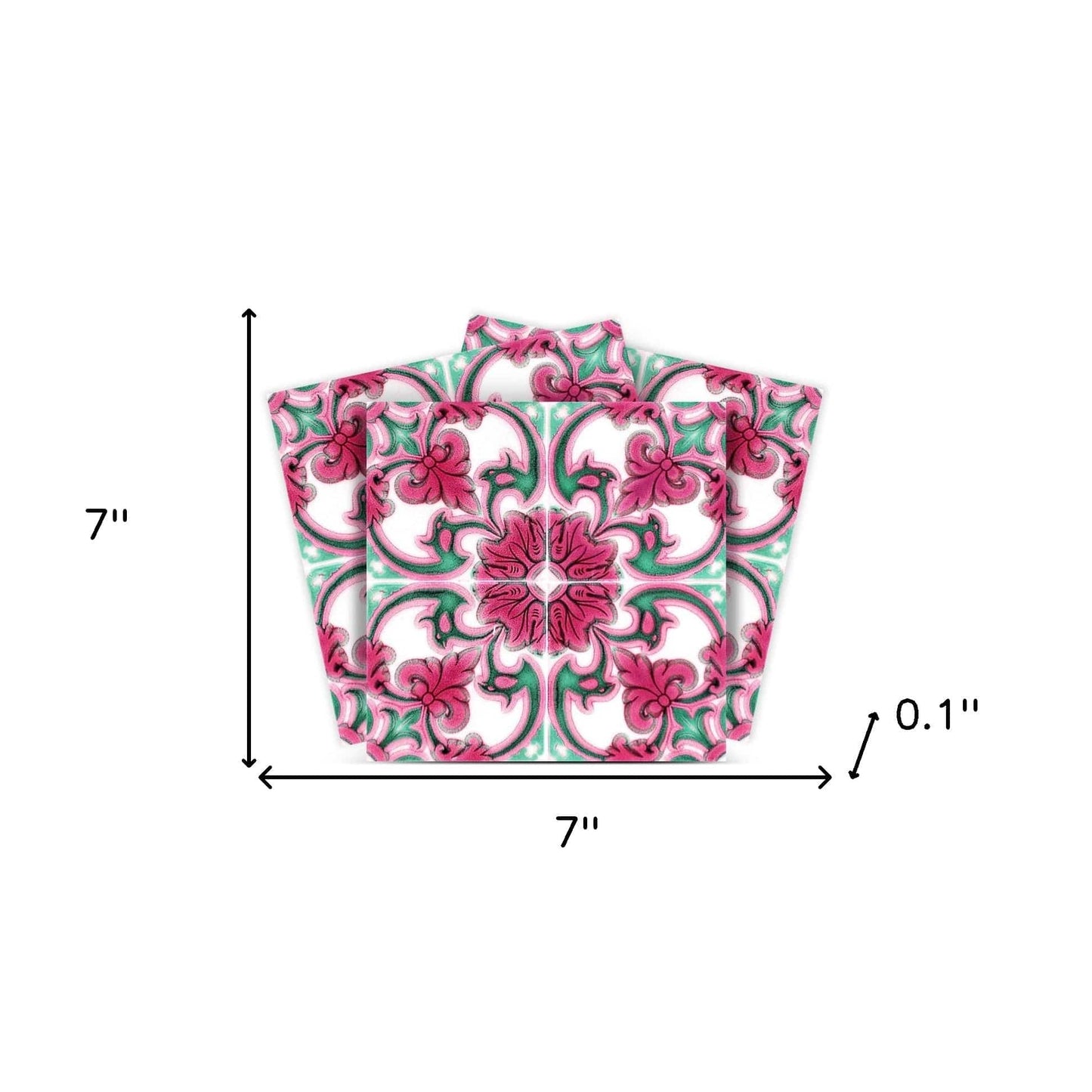 7" X 7" Rosa Pink Lea Removable Peel and Stick Tiles - Homeroots - Flyclothing LLC