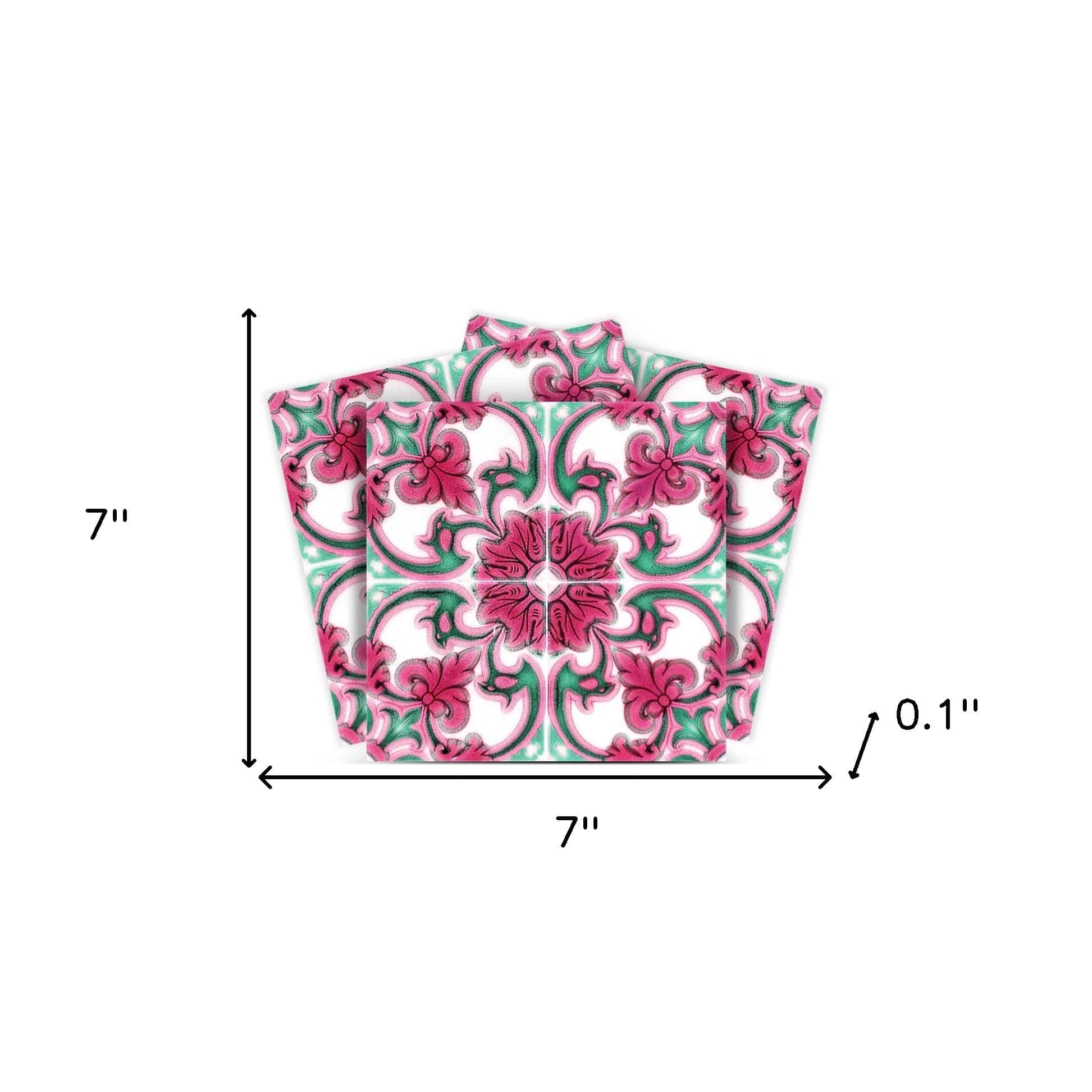7" X 7" Rosa Pink Lea Removable Peel and Stick Tiles - Homeroots - Flyclothing LLC