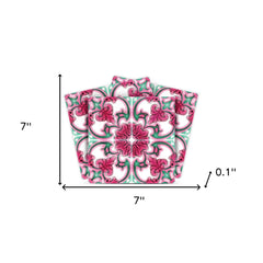7" X 7" Rosa Pink Lea Removable Peel and Stick Tiles