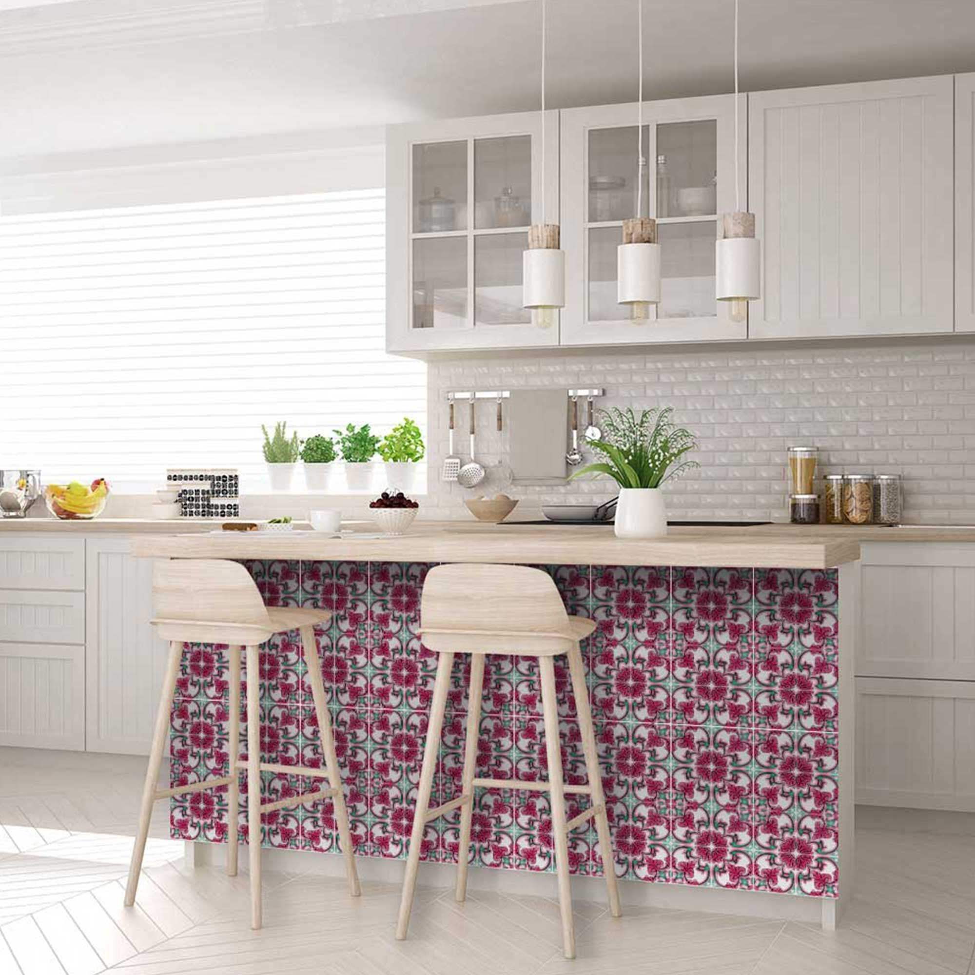 8" X 8" Rosa Pink Lea Removable Peel and Stick Tiles - Homeroots - Flyclothing LLC