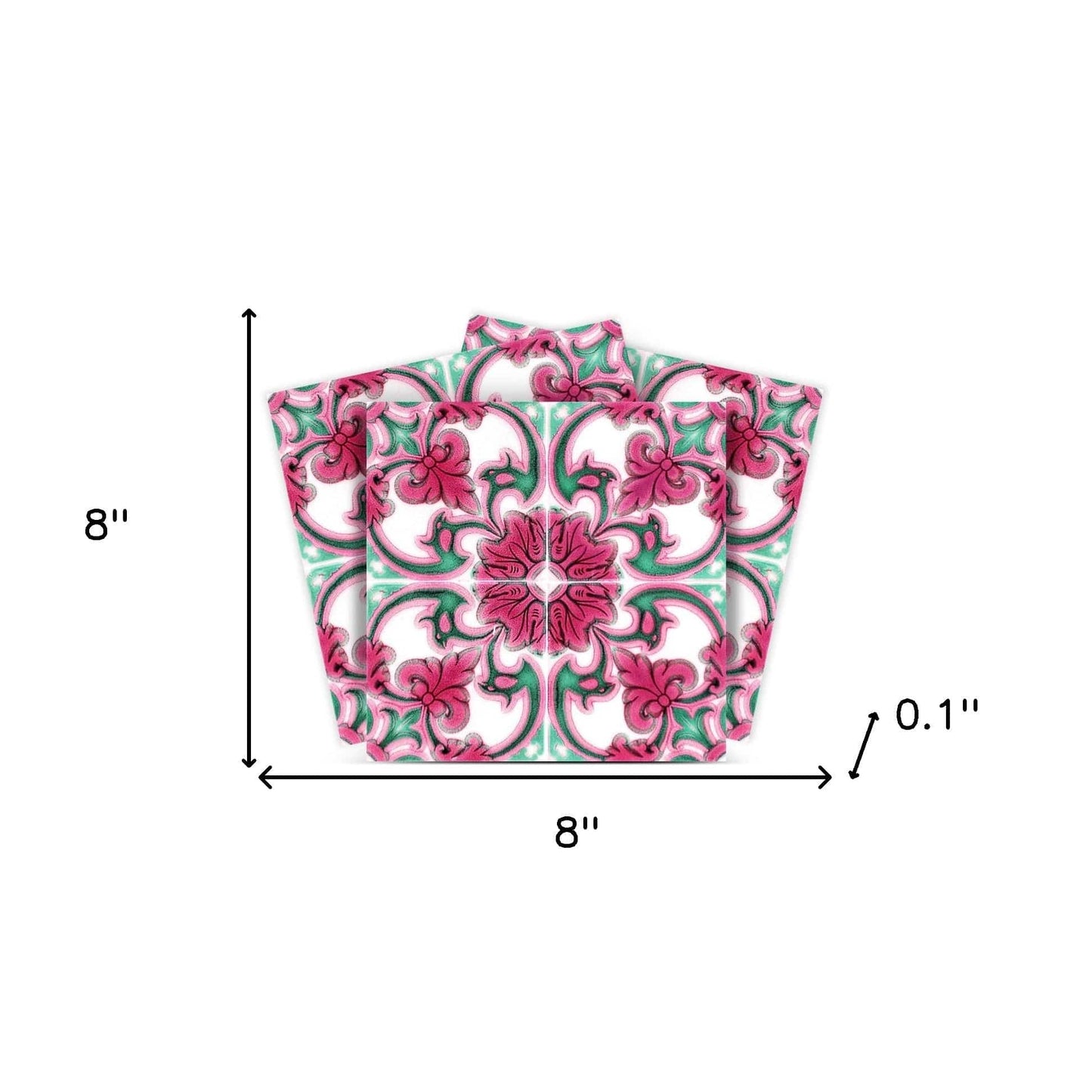 8" X 8" Rosa Pink Lea Removable Peel and Stick Tiles - Homeroots - Flyclothing LLC