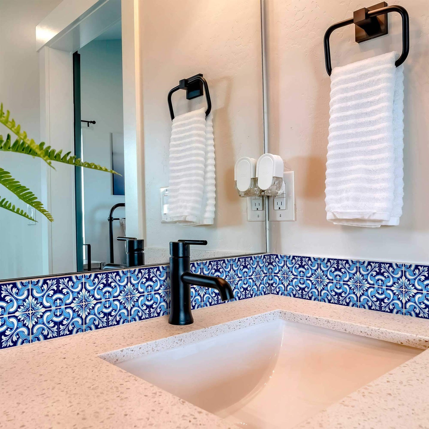 4" X 4" Blue Bali Removable Peel And Stick Tiles - Homeroots - Flyclothing LLC