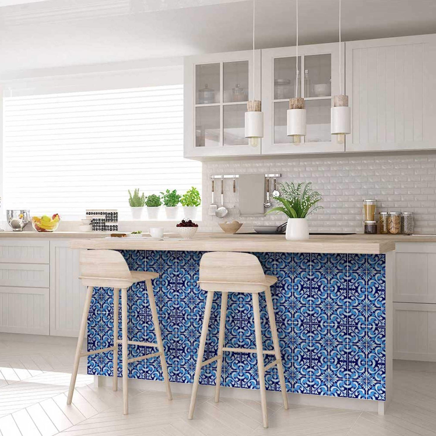 4" X 4" Blue Bali Removable Peel And Stick Tiles - Homeroots - Flyclothing LLC