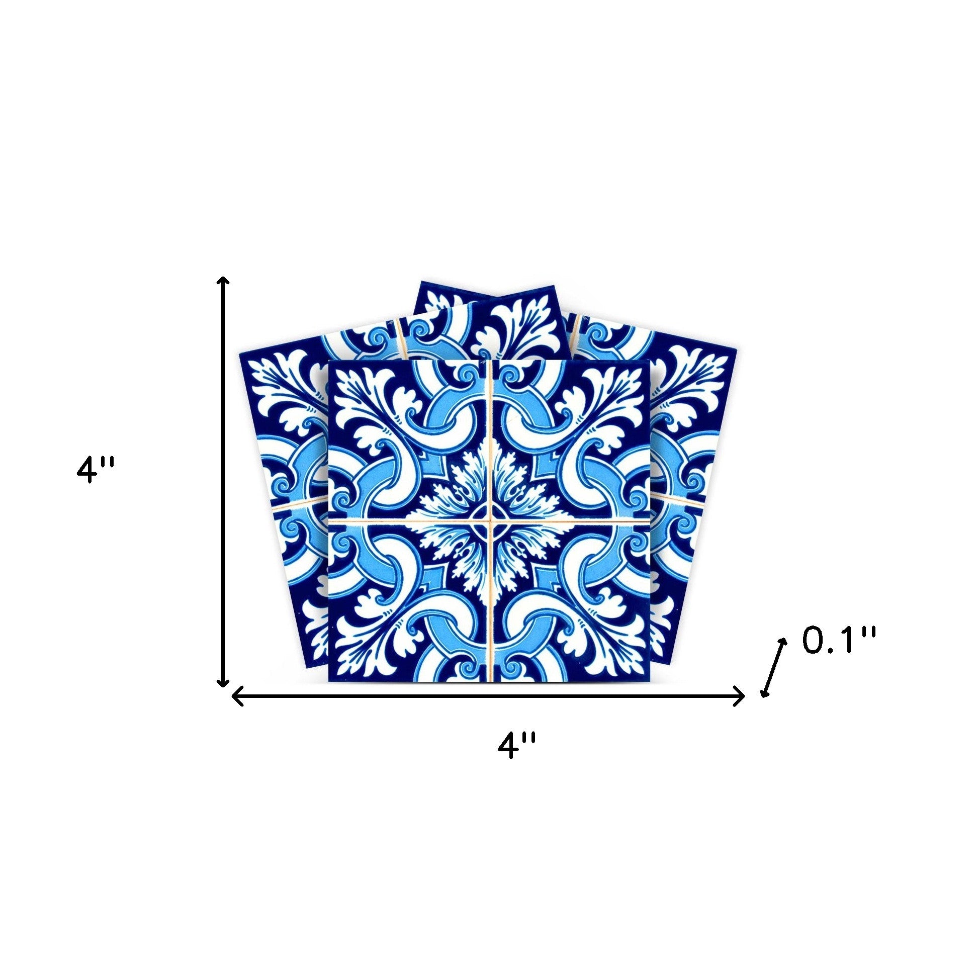 4" X 4" Blue Bali Removable Peel And Stick Tiles