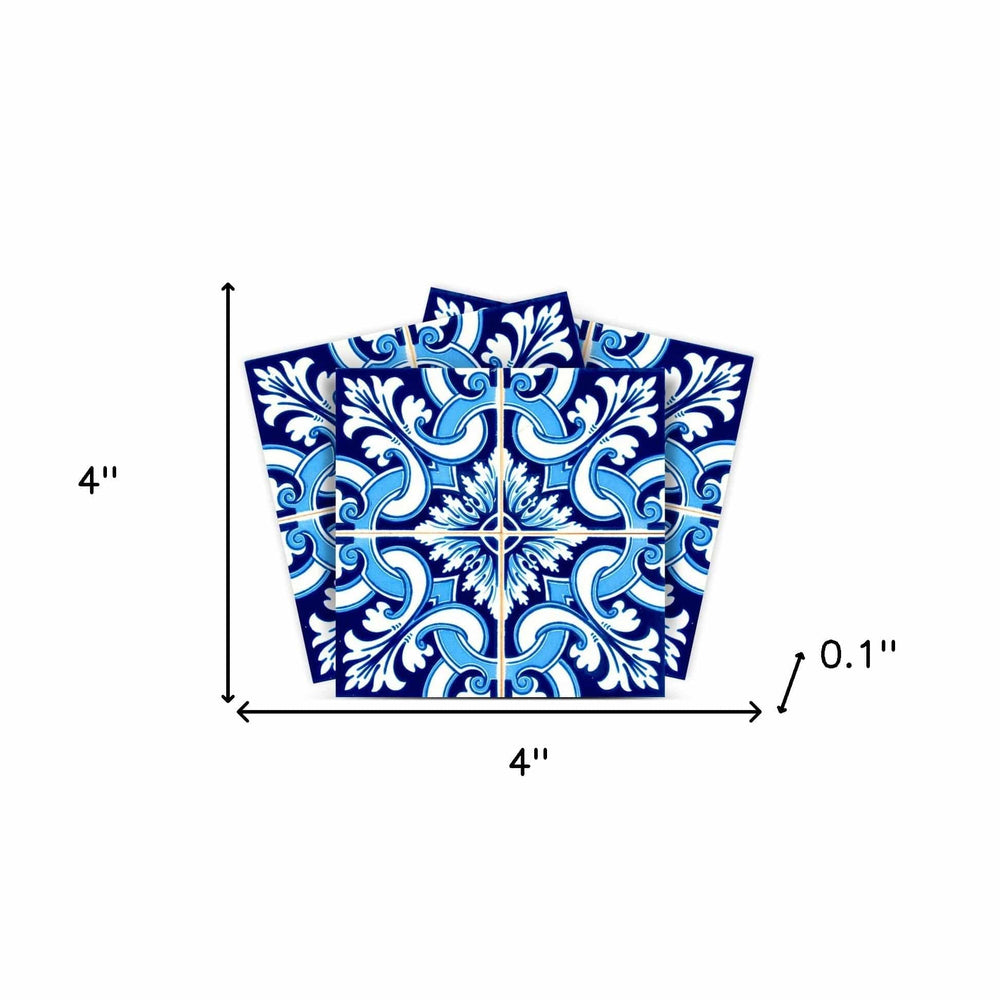 4" X 4" Blue Bali Removable Peel And Stick Tiles - Homeroots - Flyclothing LLC
