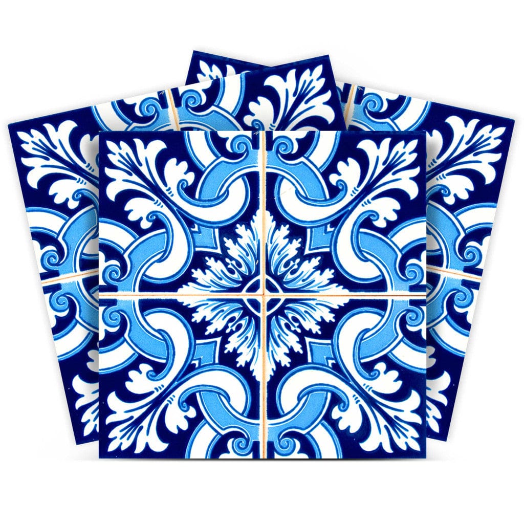 5" X 5" Blue Bali Removable Peel and Stick Tiles - Homeroots - Flyclothing LLC