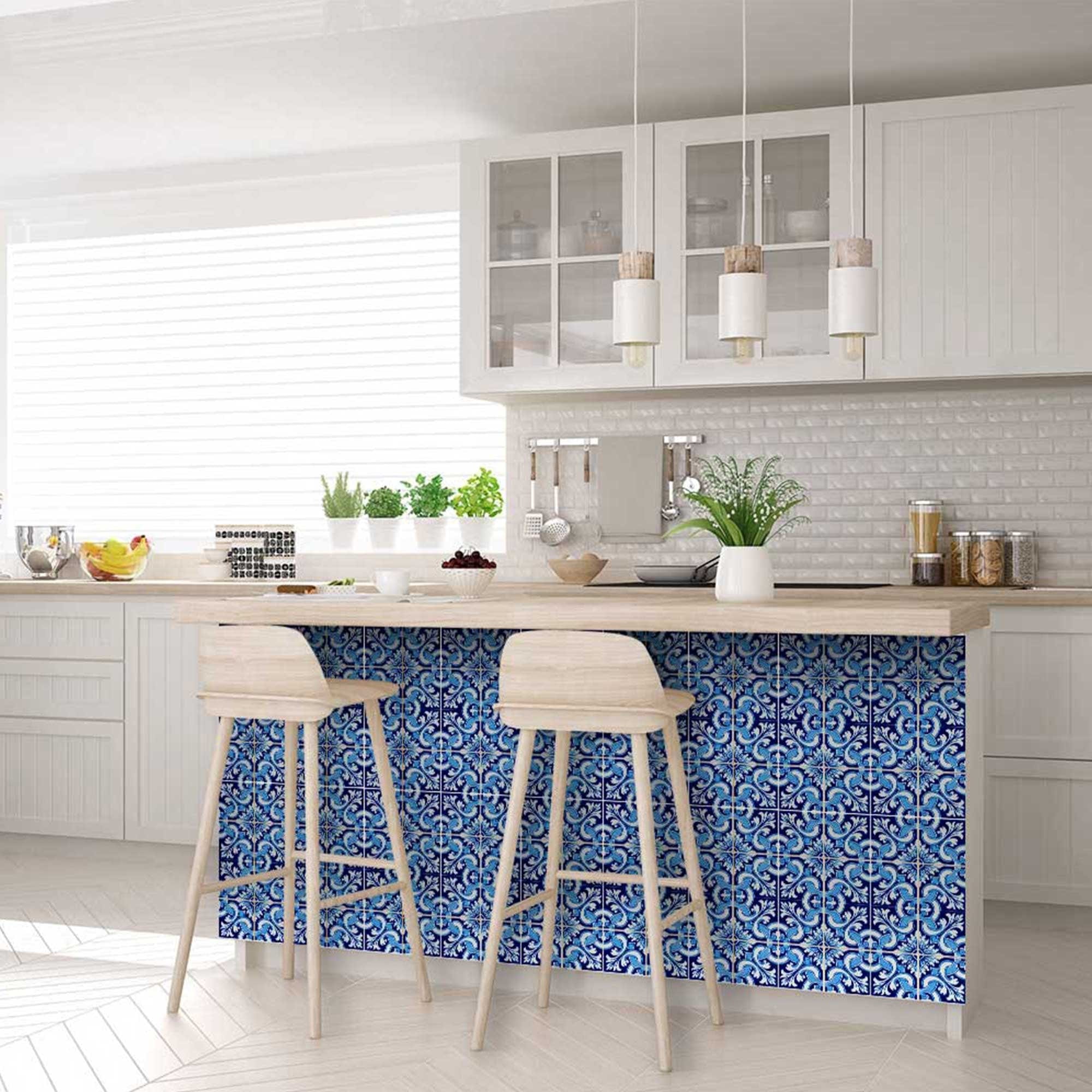 5" X 5" Blue Bali Removable Peel and Stick Tiles - Homeroots