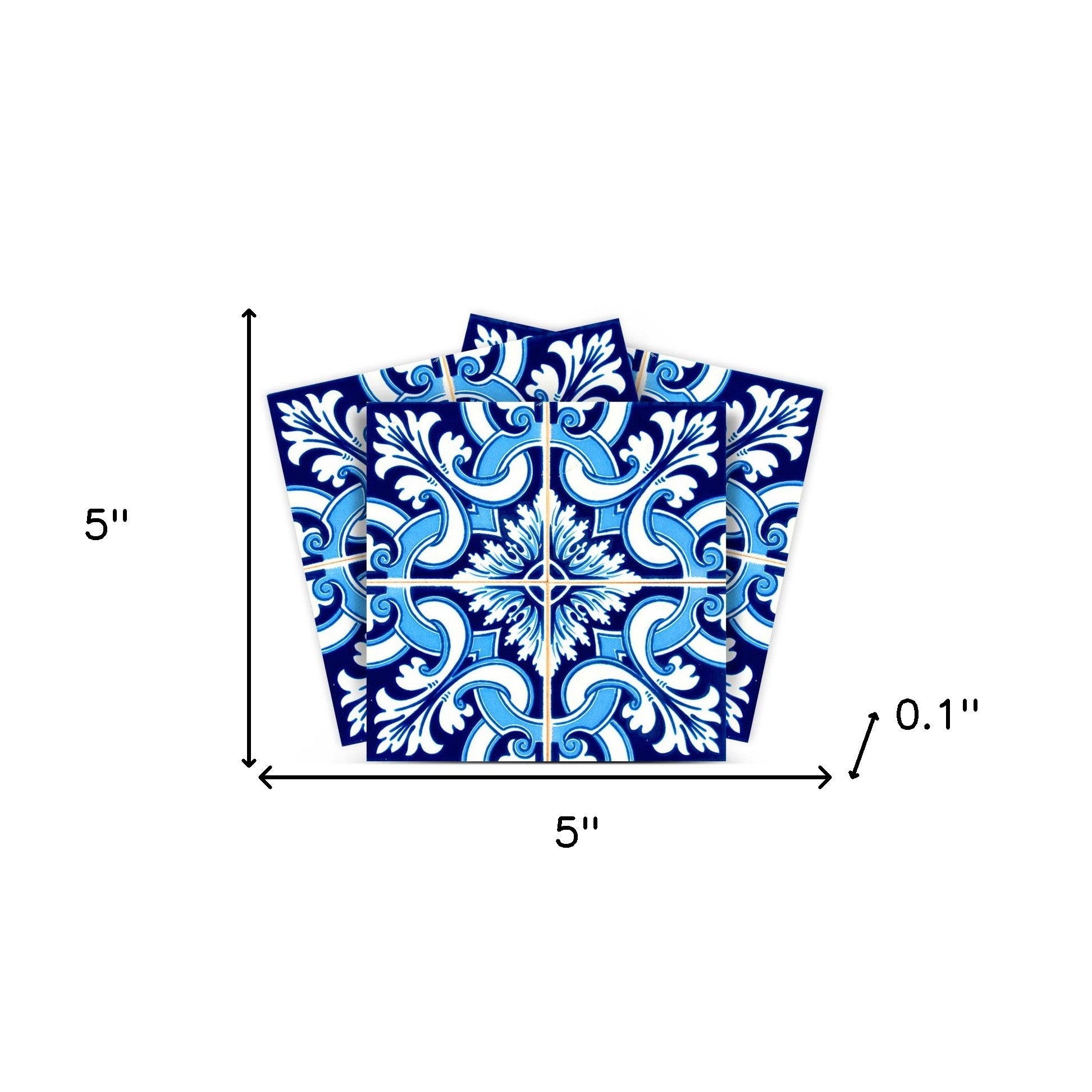 5" X 5" Blue Bali Removable Peel and Stick Tiles