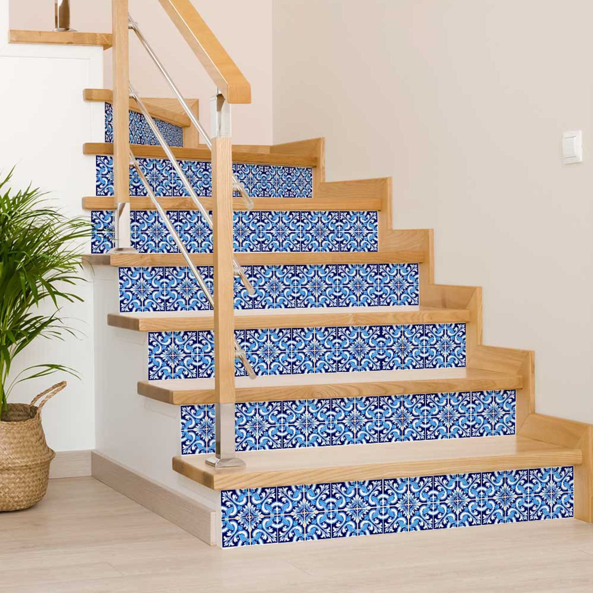 7" X 7" Blue Bali Removable Peel and Stick Tiles - Homeroots - Flyclothing LLC