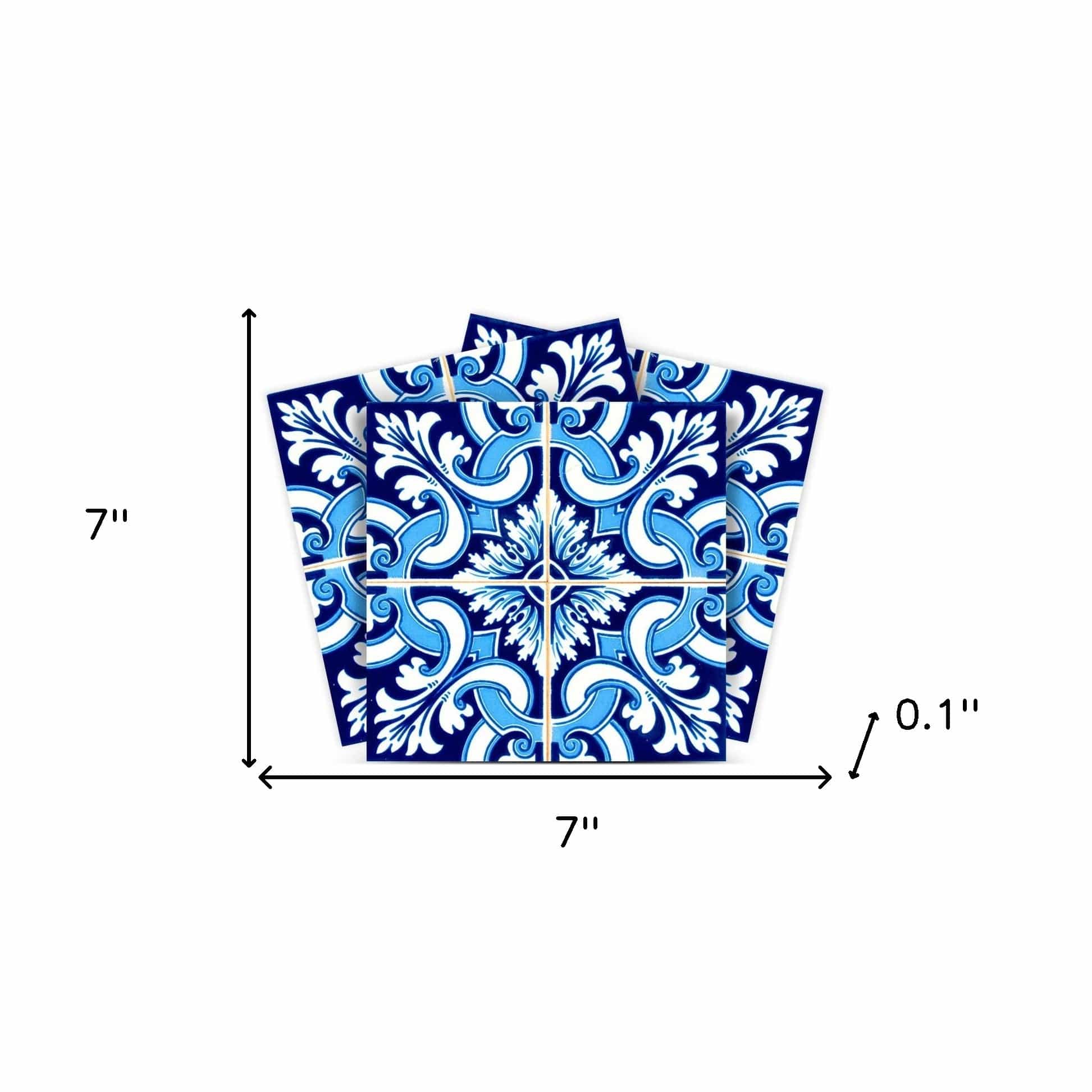 7" X 7" Blue Bali Removable Peel and Stick Tiles - Homeroots - Flyclothing LLC