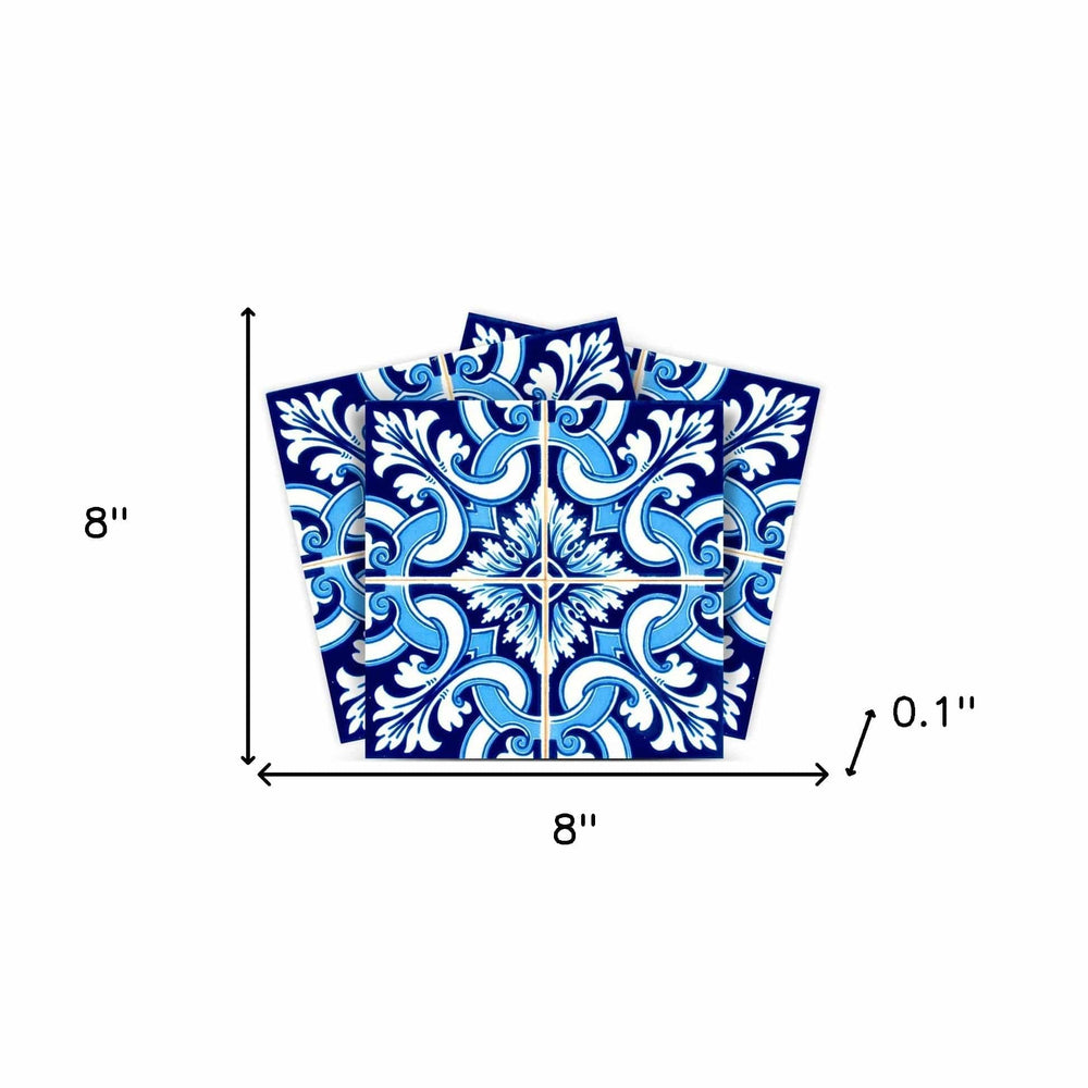 8" X 8" Blue Bali Removable Peel and Stick Tiles - Homeroots - Flyclothing LLC
