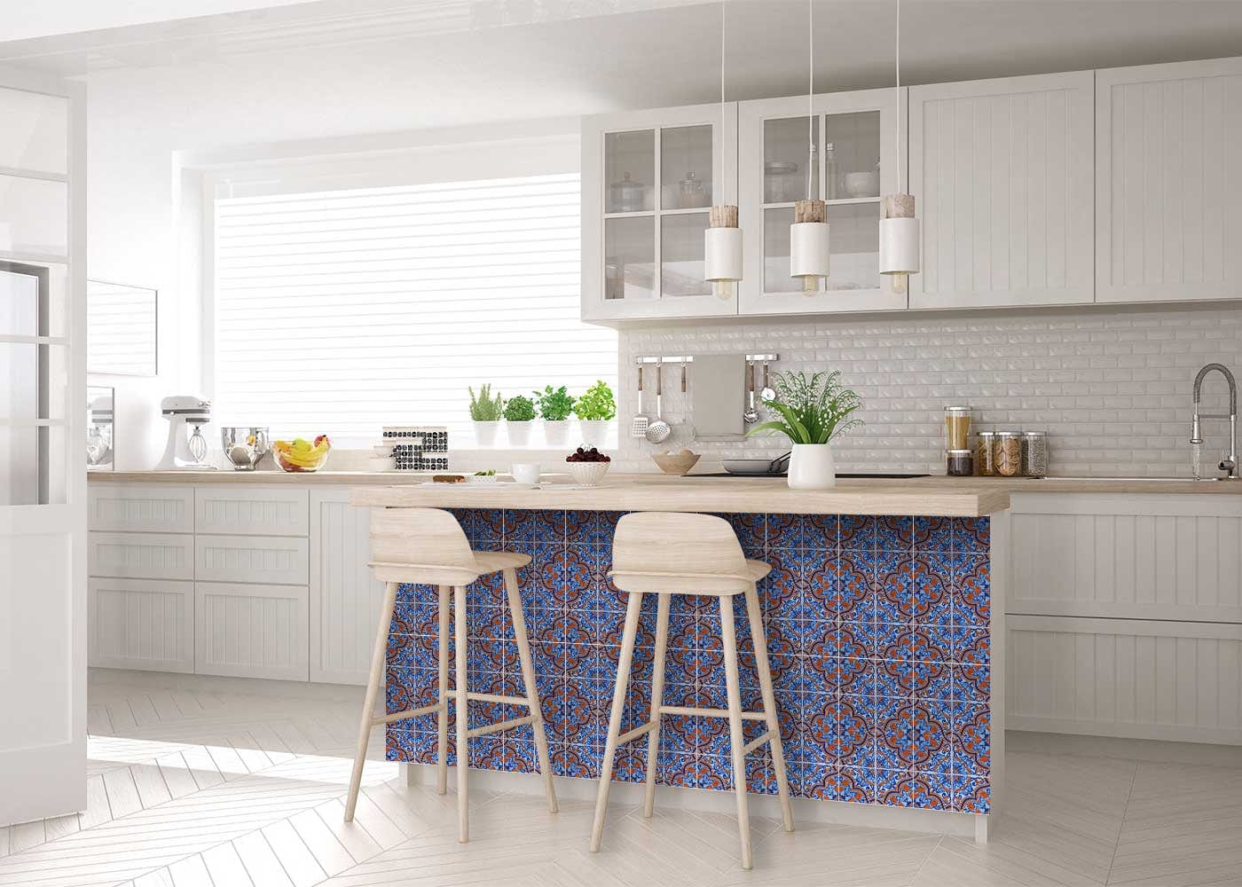 5" X 5" Blue Rust Zio Removable Peel and Stick Tiles - Homeroots - Flyclothing LLC