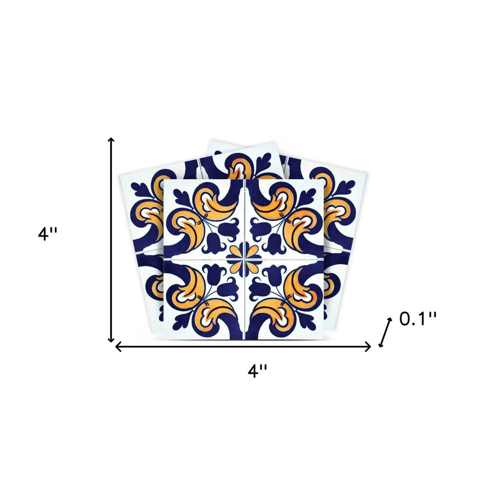 4" X 4" Blue Mikos Removable Peel And Stick Tiles - Homeroots - Flyclothing LLC