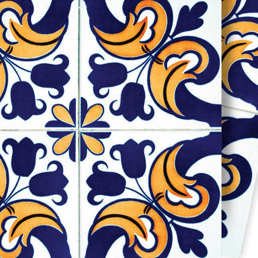 4" X 4" Blue Mikos Removable Peel And Stick Tiles - Homeroots