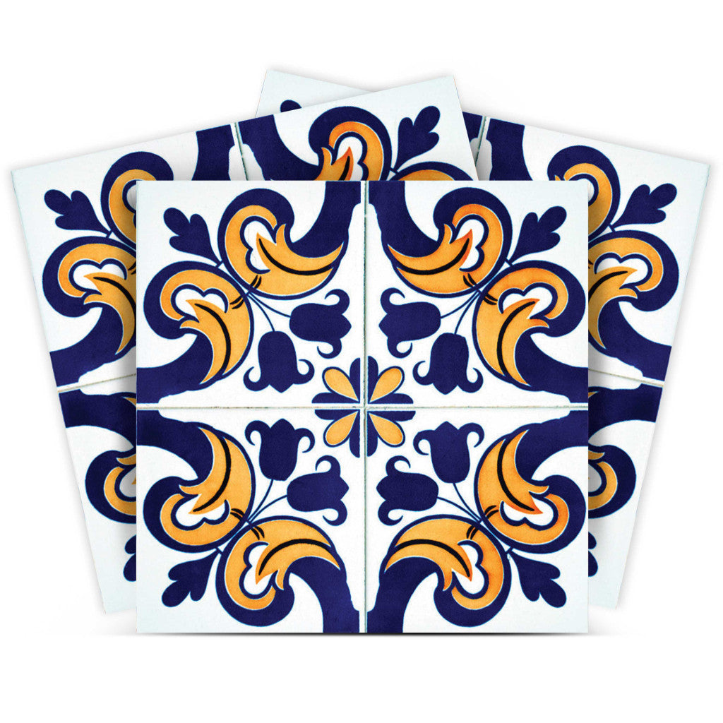 5" X 5" Blue Mikos Removable Peel and Stick Tiles
