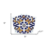 5" X 5" Blue Mikos Removable Peel and Stick Tiles - Homeroots - Flyclothing LLC