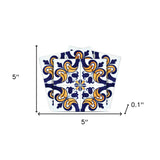 5" X 5" Blue Mikos Removable Peel and Stick Tiles - Homeroots - Flyclothing LLC