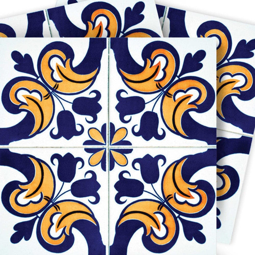 5" X 5" Blue Mikos Removable Peel and Stick Tiles - Homeroots - Flyclothing LLC