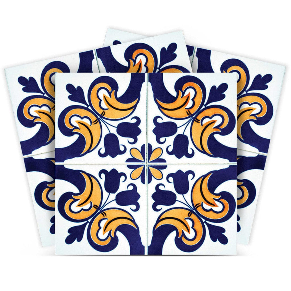6" X 6" Blue Mikos Removable Peel and Stick Tiles - Homeroots