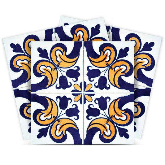 6" X 6" Blue Mikos Removable Peel and Stick Tiles - Homeroots
