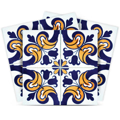 6" X 6" Blue Mikos Removable Peel and Stick Tiles - Homeroots