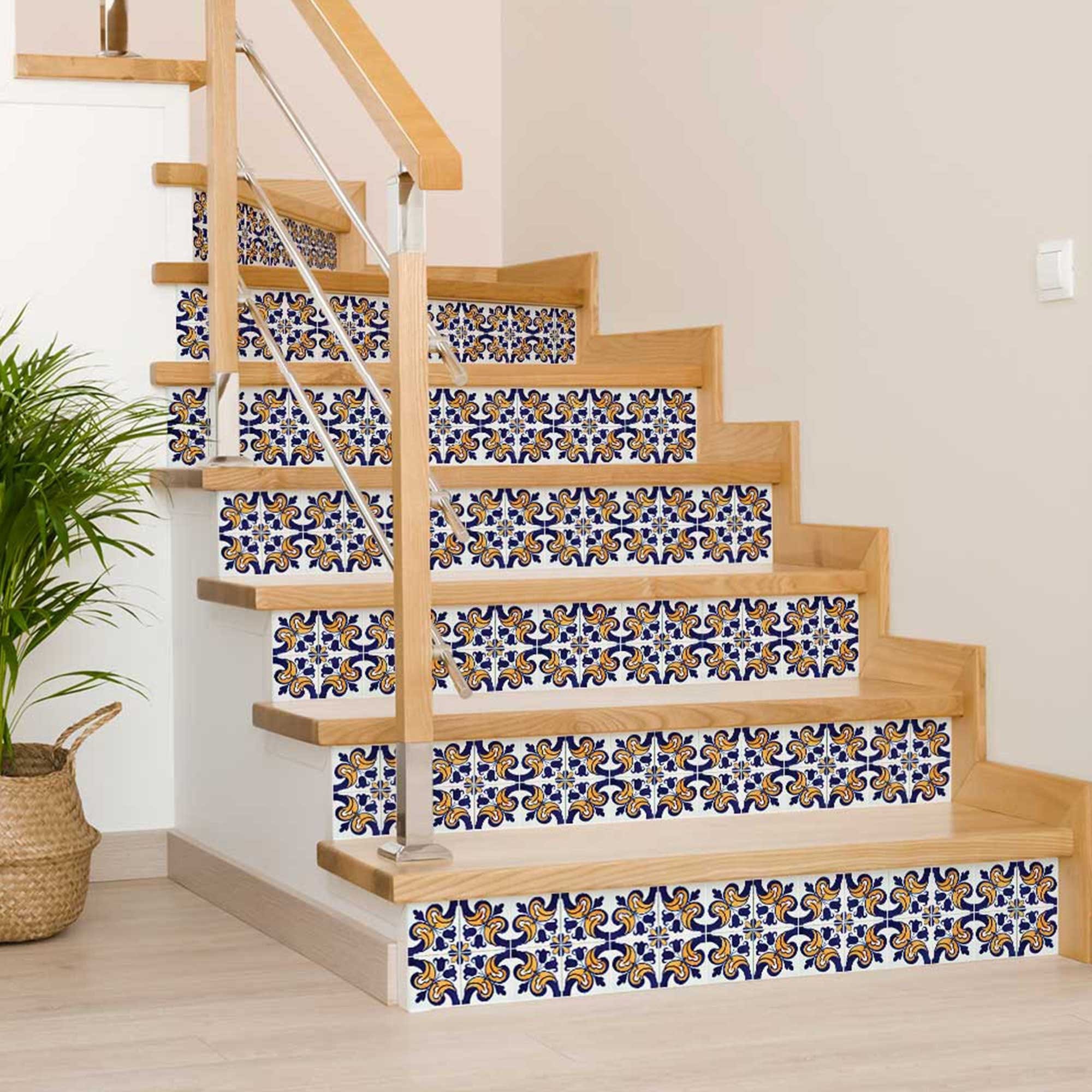 6" X 6" Blue Mikos Removable Peel and Stick Tiles - Homeroots