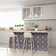 6" X 6" Blue Mikos Removable Peel and Stick Tiles - Homeroots