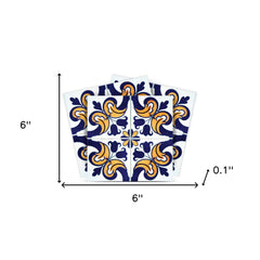6" X 6" Blue Mikos Removable Peel and Stick Tiles - Homeroots