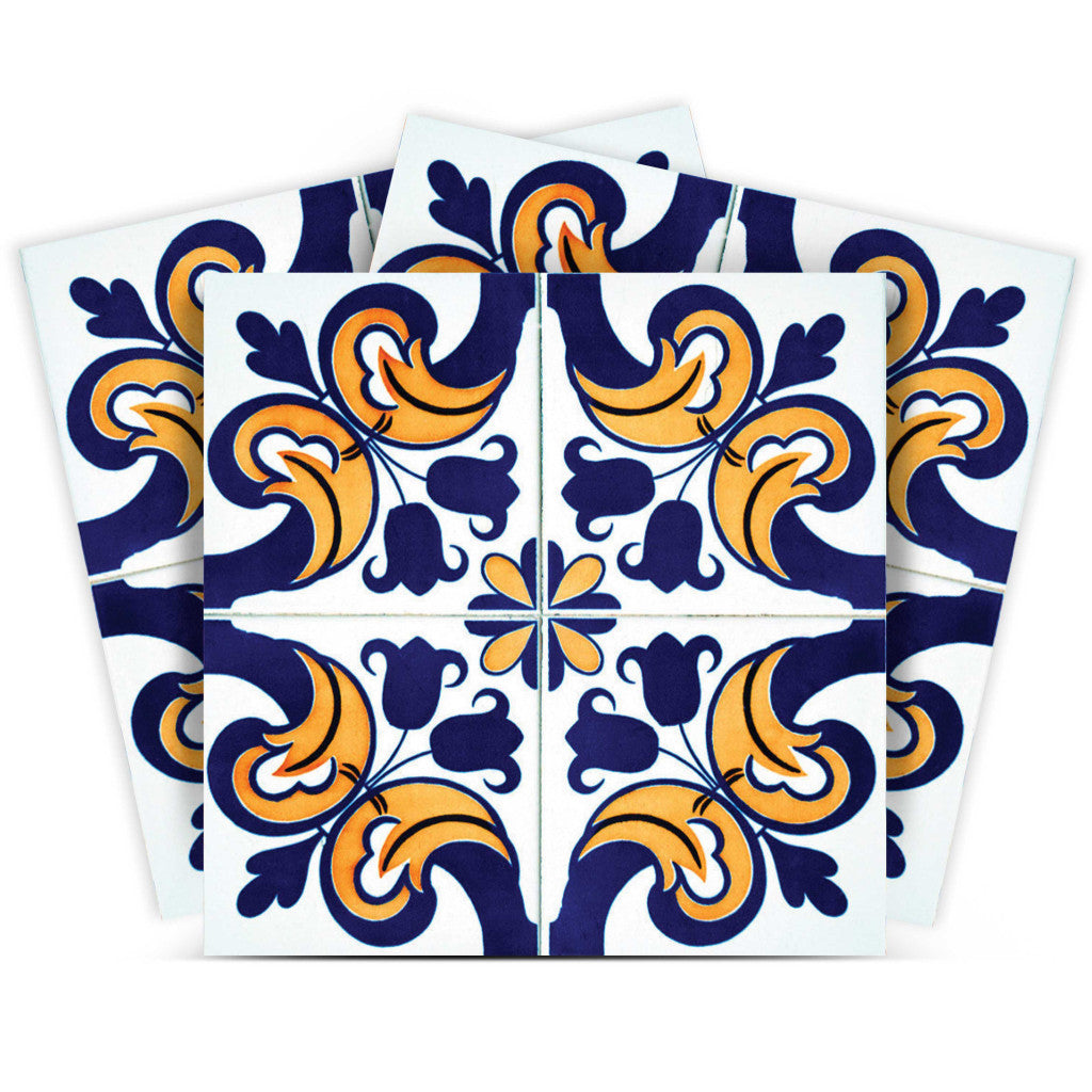 7" X 7" Blue Mikos Removable Peel and Stick Tiles