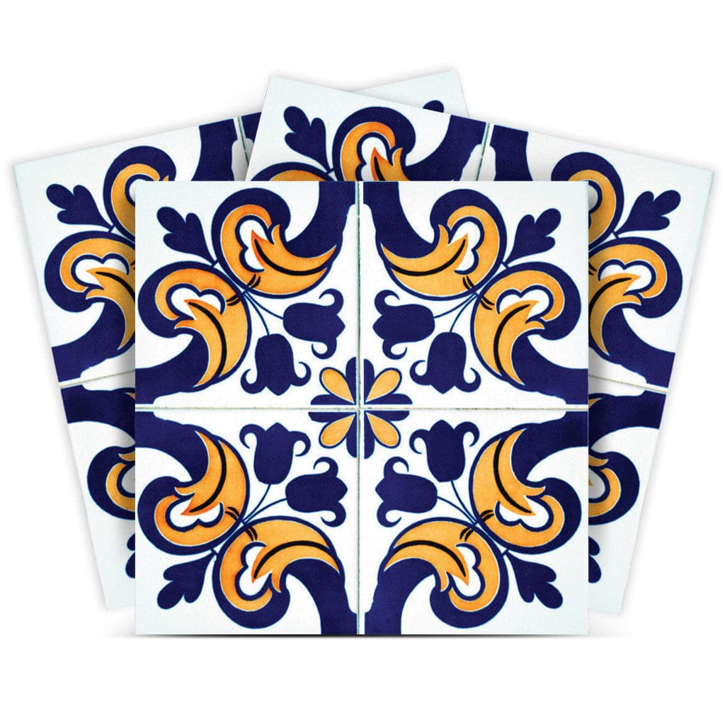 7" X 7" Blue Mikos Removable Peel and Stick Tiles - Homeroots - Flyclothing LLC