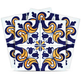 7" X 7" Blue Mikos Removable Peel and Stick Tiles - Homeroots