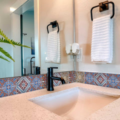 6" X 6" Blue Warm Tones Mosaic Peel and Stick Tiles - Homeroots