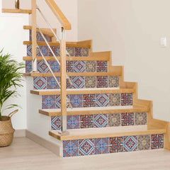 6" X 6" Blue Warm Tones Mosaic Peel and Stick Tiles - Homeroots