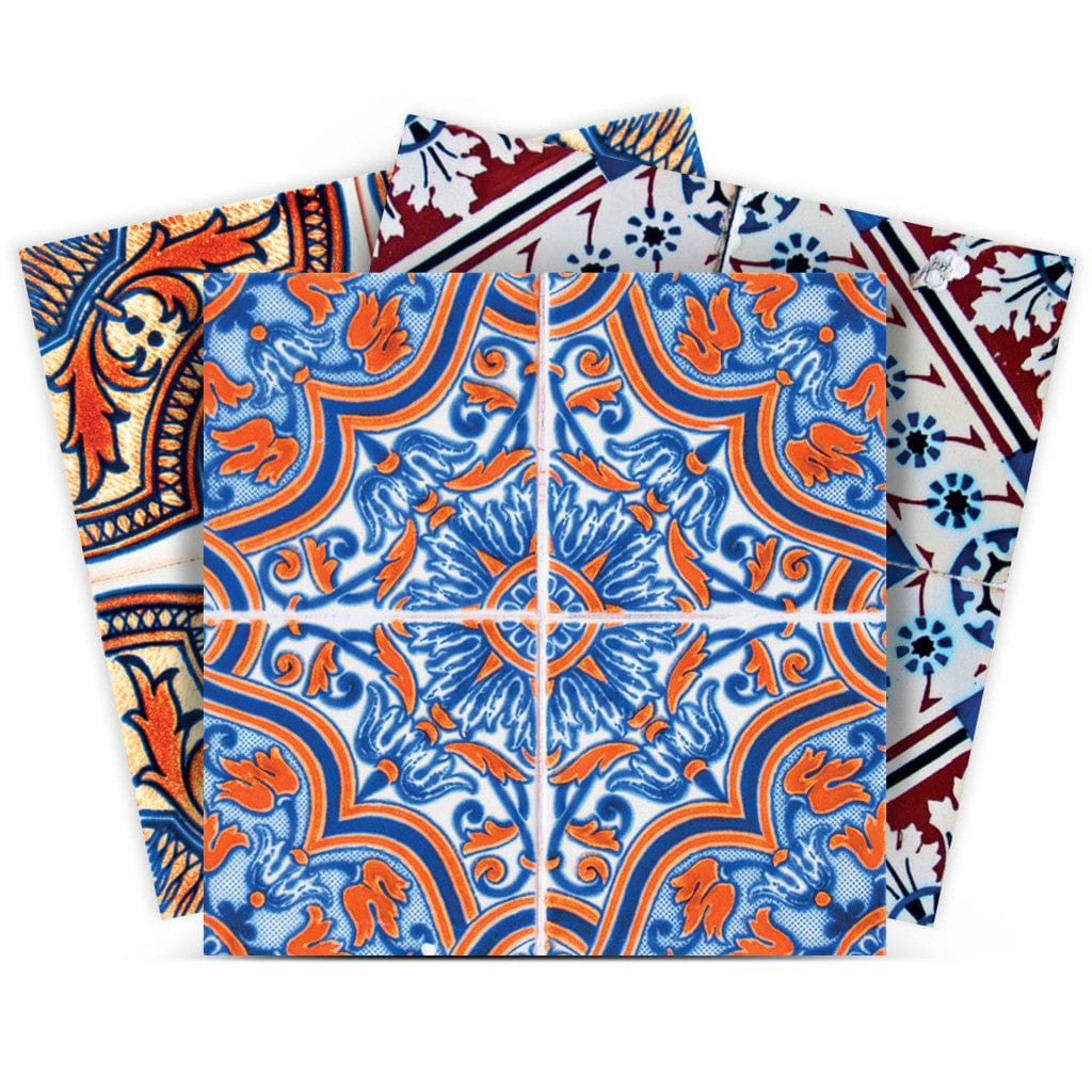 6" X 6" Blue Warm Tones Mosaic Peel and Stick Tiles - Homeroots