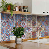 7" X 7" Blue Warm Tones Mosaic Peel and Stick Tiles - Homeroots - Flyclothing LLC