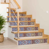 7" X 7" Blue Warm Tones Mosaic Peel and Stick Tiles - Homeroots - Flyclothing LLC