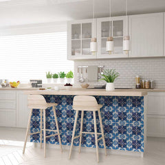 6" X 6" Blue Nelly Removable Peel and Stick Tiles - Homeroots